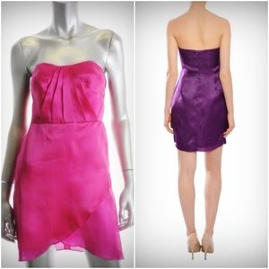 KARA JANX $315 Pink Silk Strapless Cocktail Dress